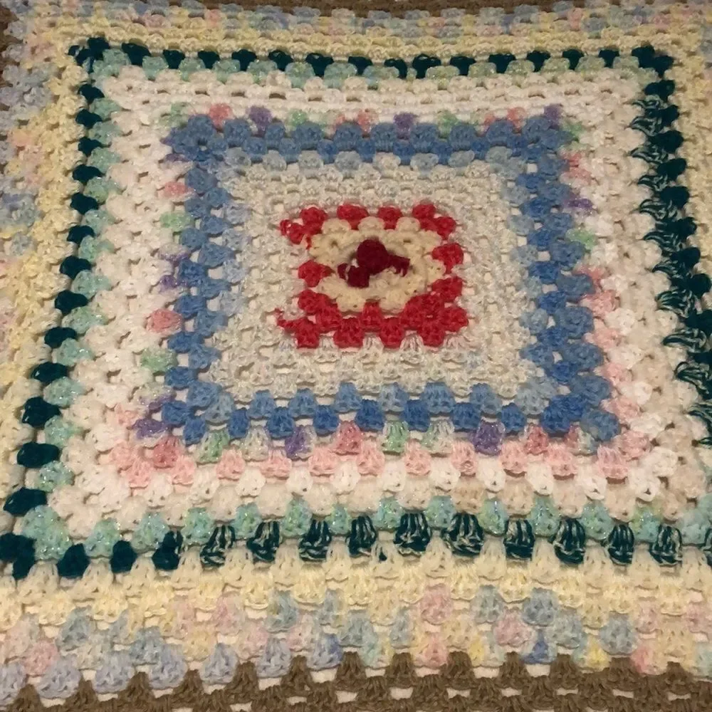 33x33 homemade crocheted baby blanket. Excellent and soft.